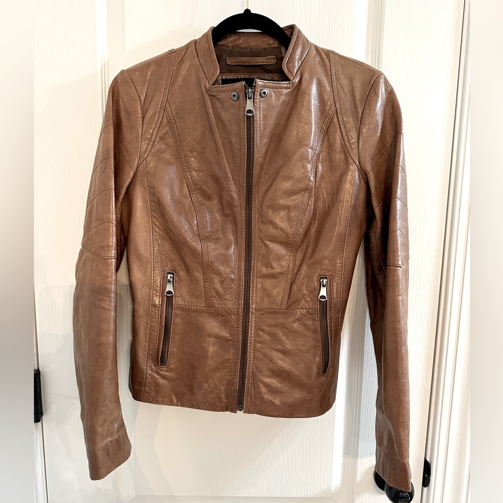 Marc New York Andrew Marc Camel 100% Leather Jacket Size Small